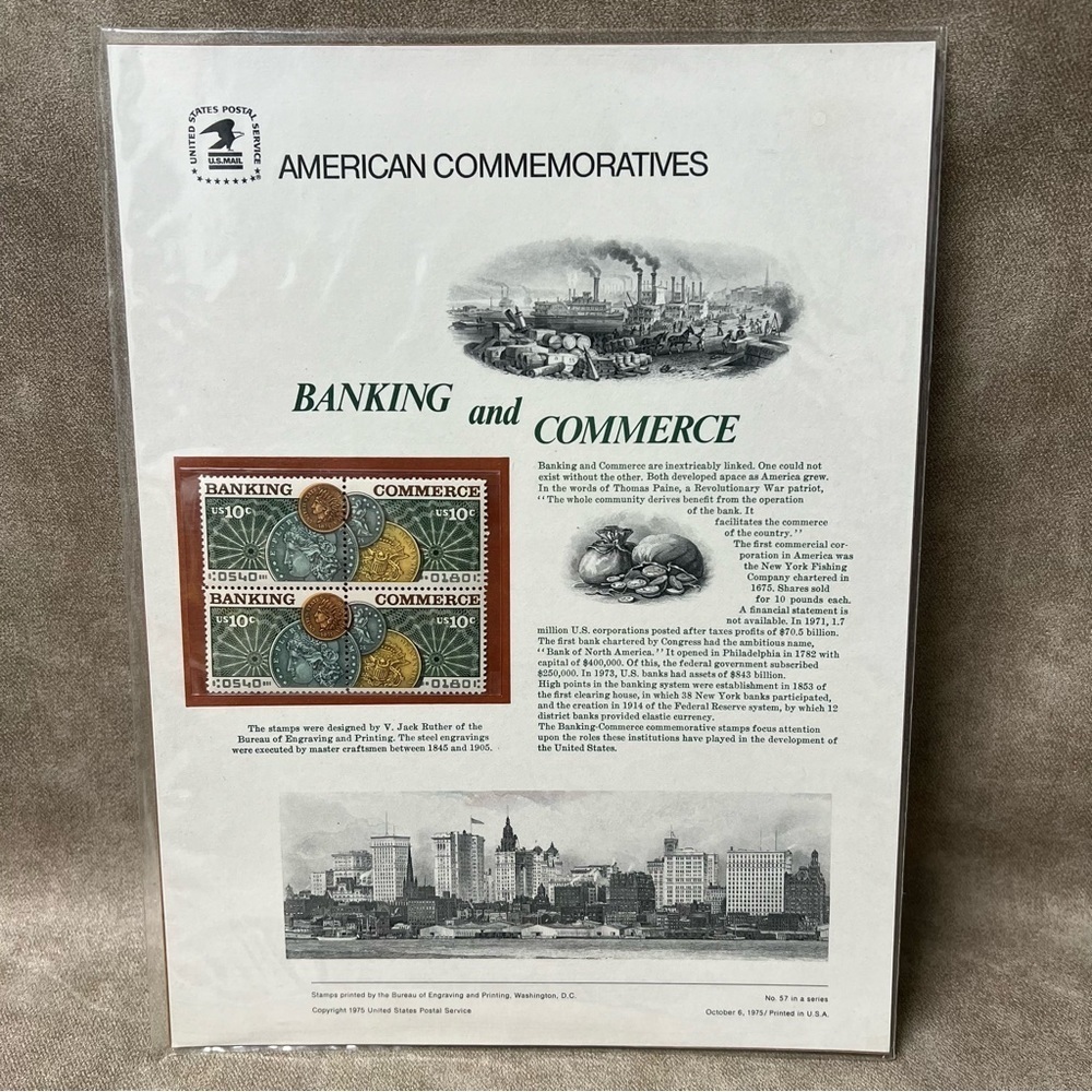 #57 10c Banking & Commerce #1577-1578 USPS Commemorative Stamp Panel w/FDC
